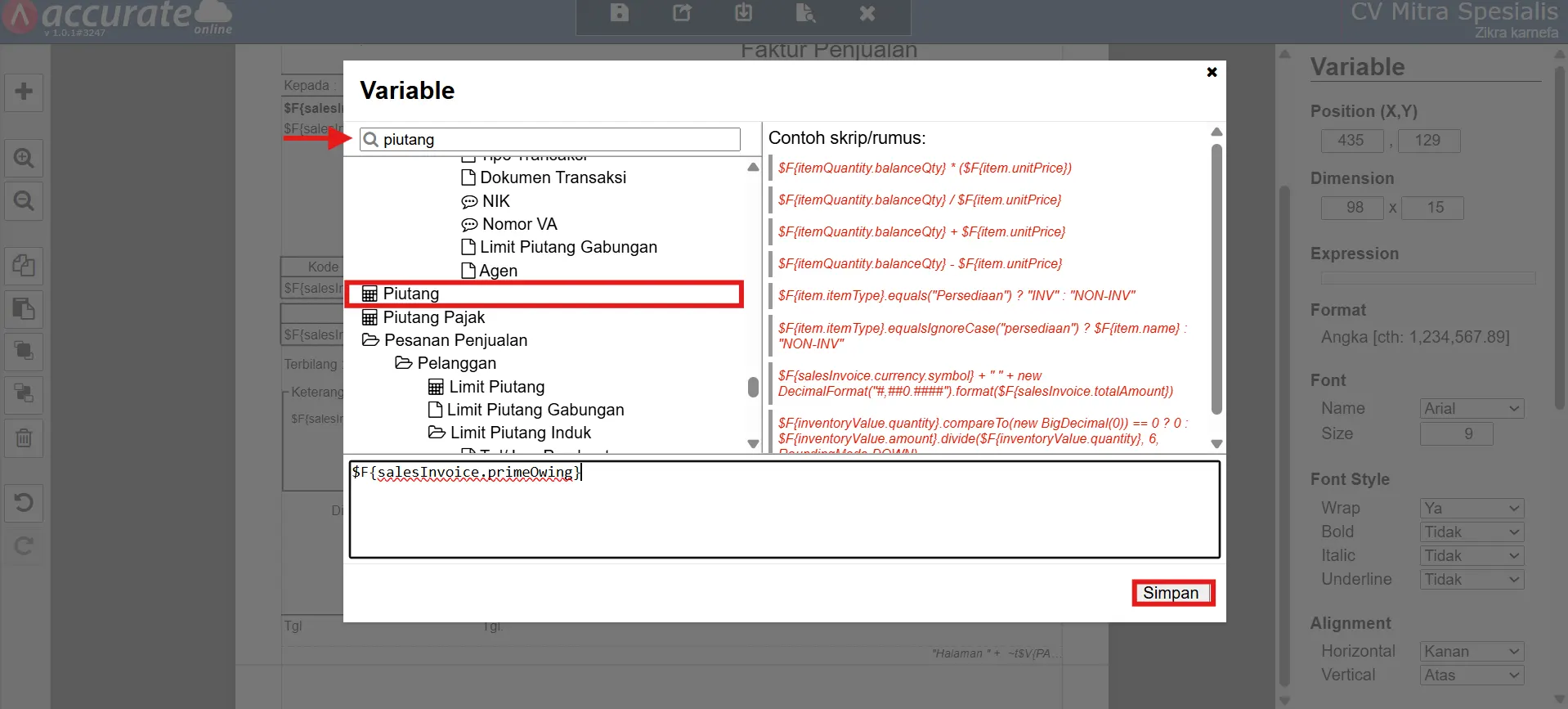 Cara menampilkan terbilang huruf kapital di faktur penjualan